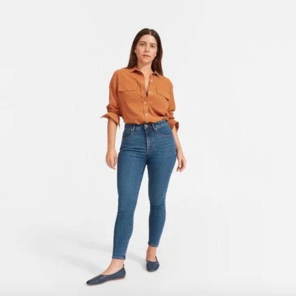 EVERLANE The Curvy High Rise Skinny Jeans Mid Blue {RR19} - Picture 1 of 3
